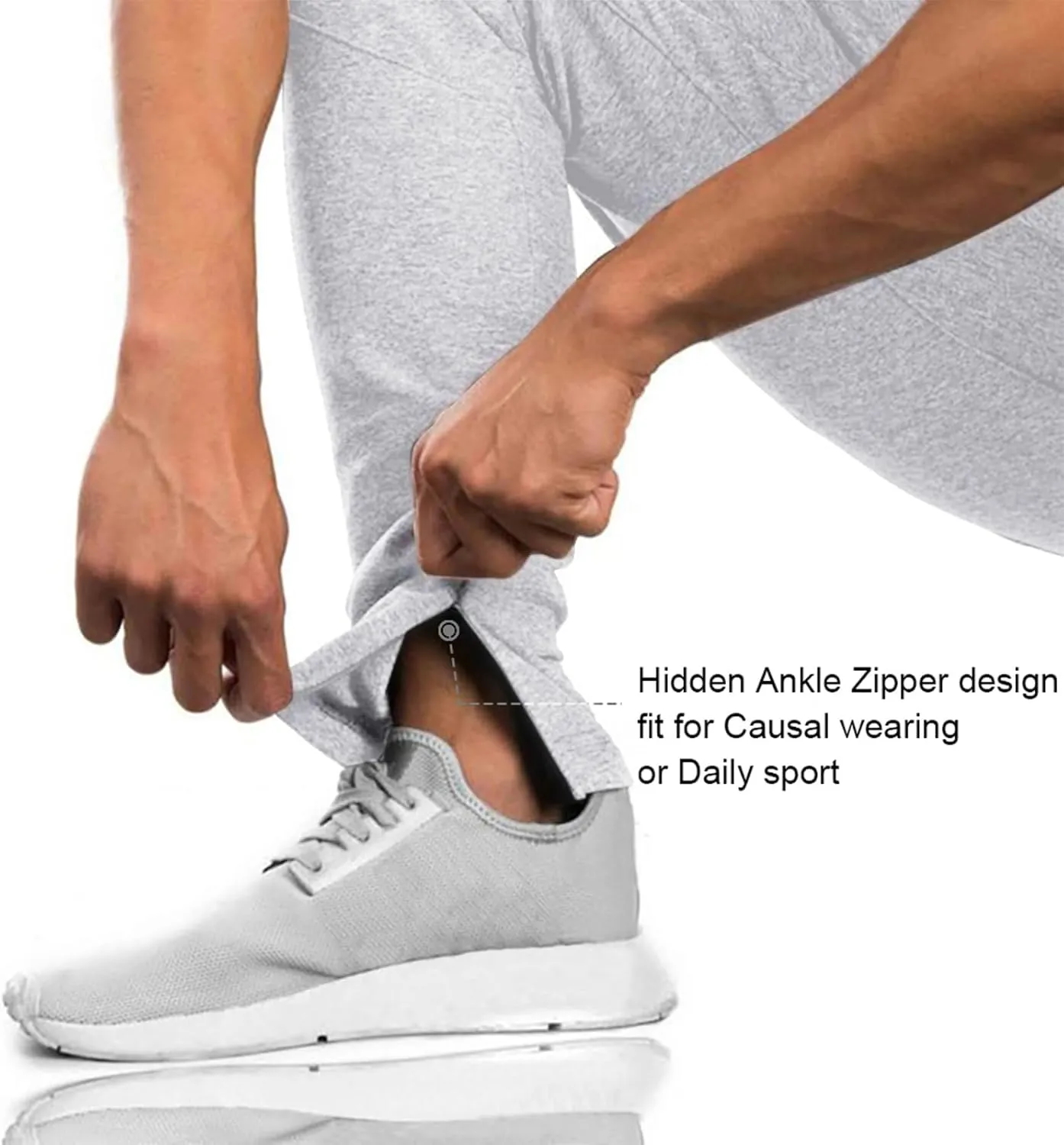 BROKIG Mens Jogger Sport Pants, Casual Zipper Gym Workout Sweatpants Pockets