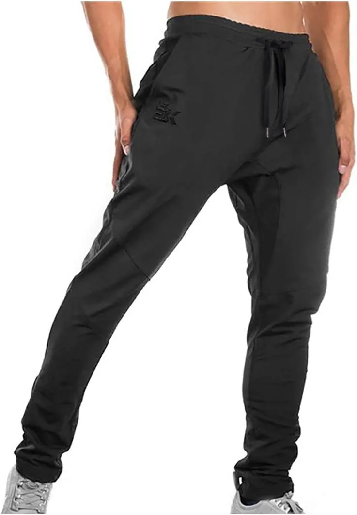 BROKIG Mens Jogger Sport Pants, Casual Zipper Gym Workout Sweatpants Pockets