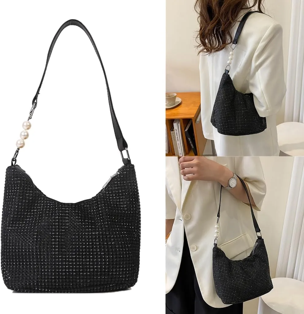 Bucket Bag Zipper Shoulder Purse Small Handbag Purse Evening Wedding Purse for Prom Party