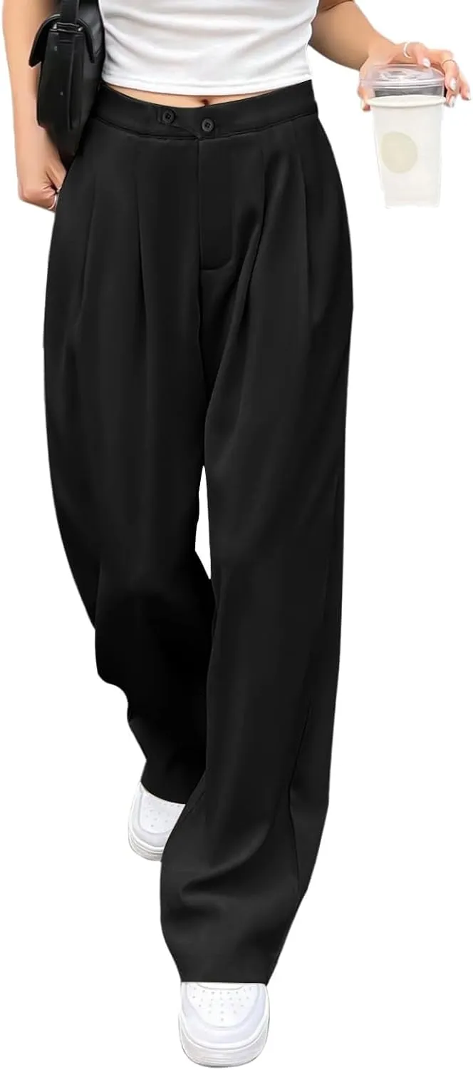 Business Casual Pants for Women Long Women Straight Leg High Waist Pants Going Out Walking Loose Fit Work Trousers