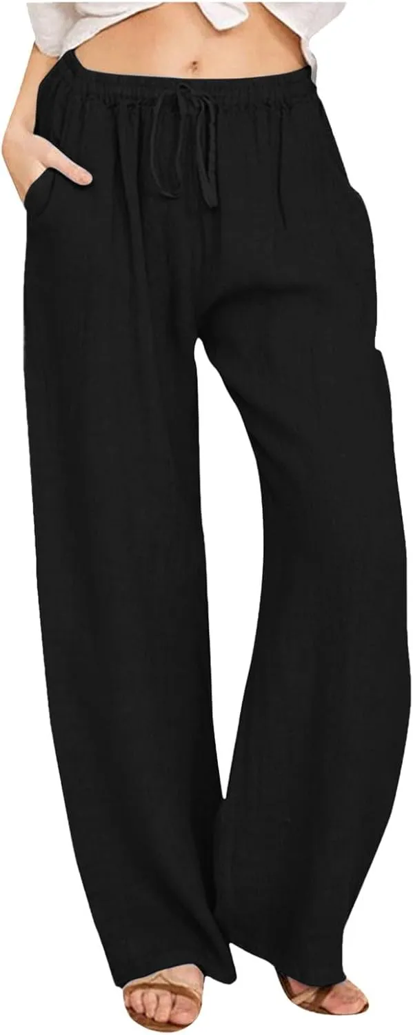 Cargo Pants for Women Winter Fleece Work Palazzo with Pockets Wide Leg High Waisted