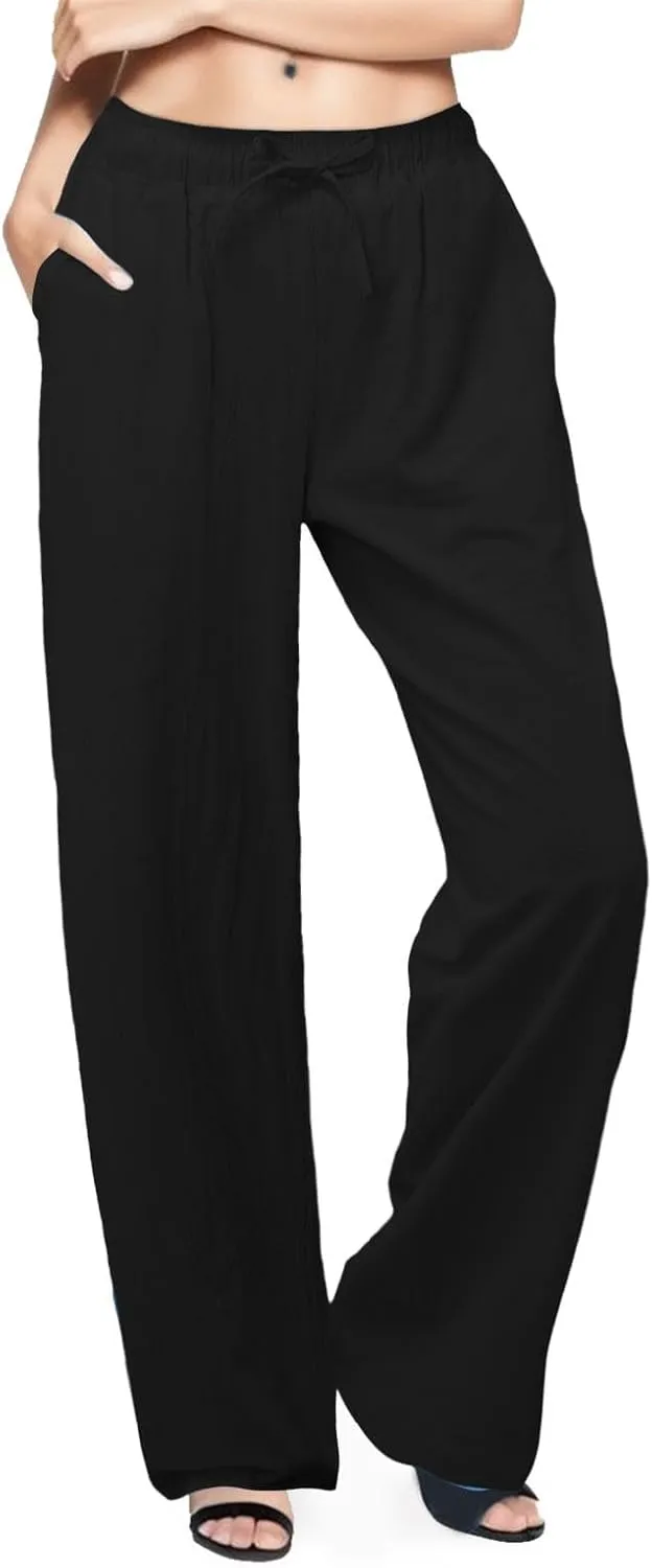 Cargo Pants for Women Winter Fleece Work Palazzo with Pockets Wide Leg High Waisted