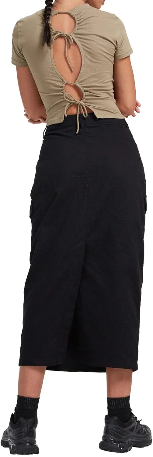 Cargo Skirt for Women Gothic Y2k Skirts with Pocket Grunge Maxi Skirt Whimsigothic Clothes