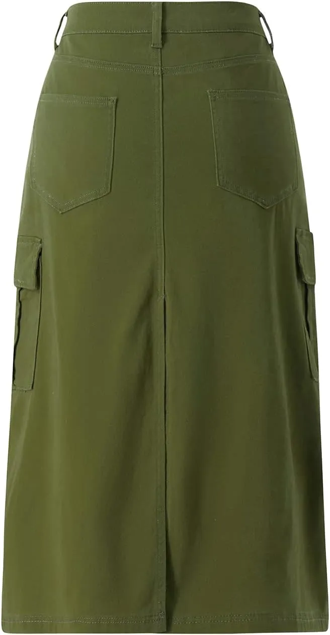 Cargo Skirt for Women Gothic Y2k Skirts with Pocket Grunge Maxi Skirt Whimsigothic Clothes