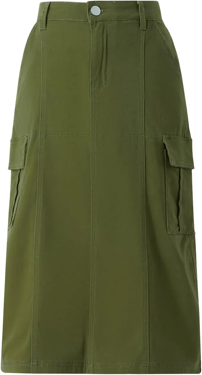 Cargo Skirt for Women Gothic Y2k Skirts with Pocket Grunge Maxi Skirt Whimsigothic Clothes