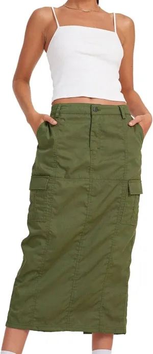 Cargo Skirt for Women Gothic Y2k Skirts with Pocket Grunge Maxi Skirt Whimsigothic Clothes