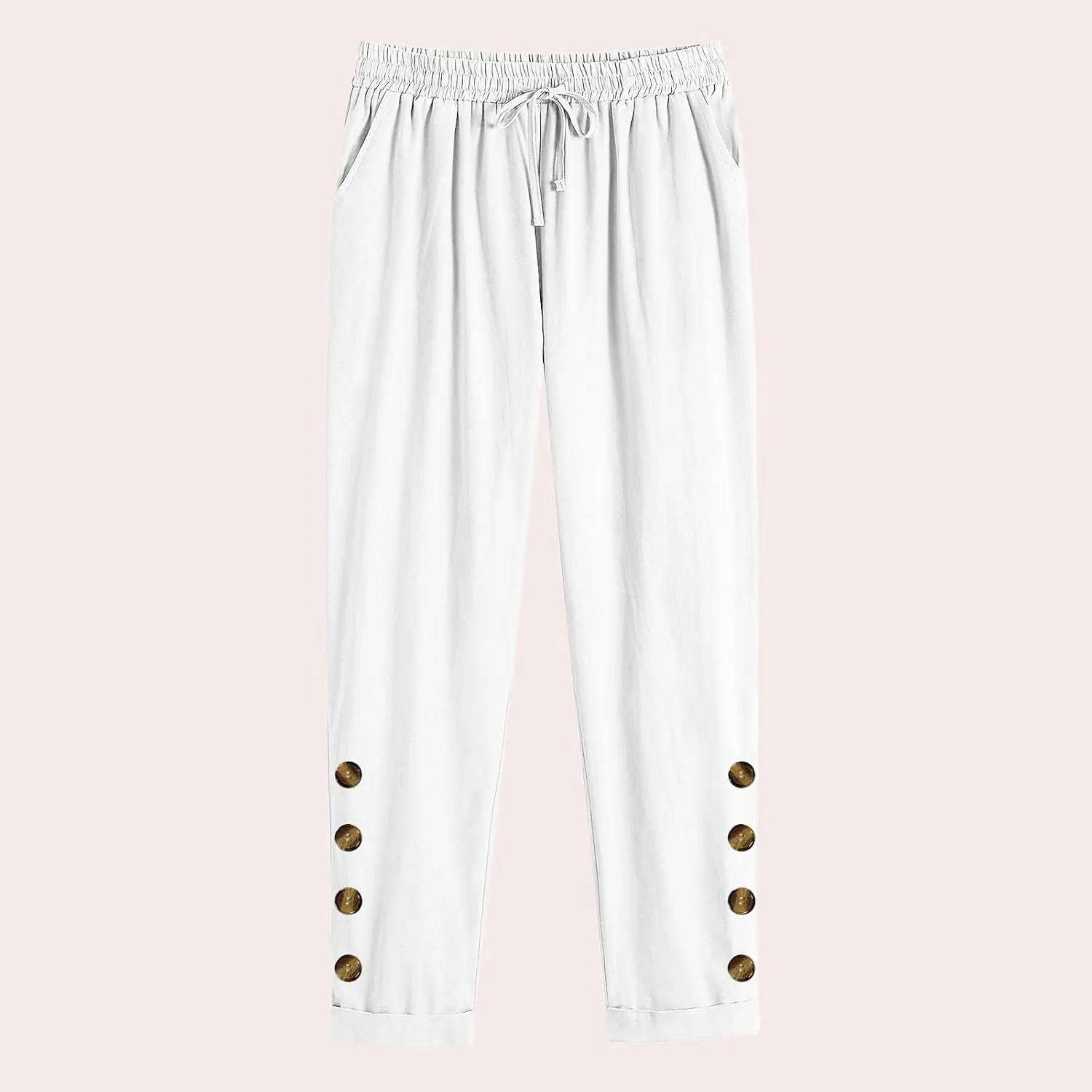 Casual Women's Pants Loose Cotton Linen 2025 Summer Beach Long Trouser Comfy Palazzo High Waisted Slack 2025 Trendy