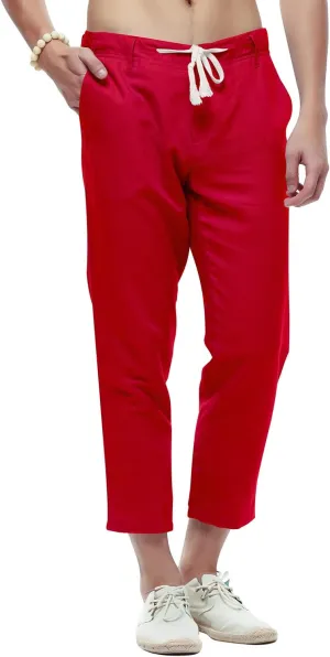 chouyatou Men's Casual Drawstring Straight Fit Beach Linen Capri Pants