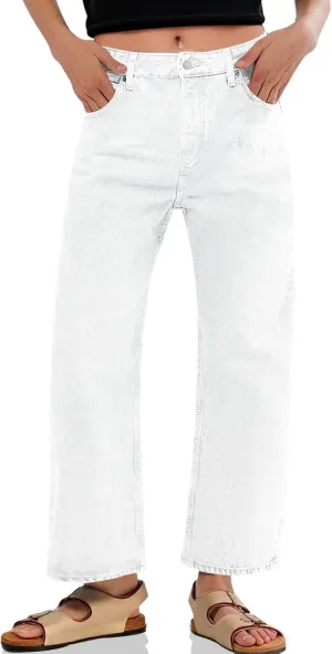 Cicy Bell Womens Baggy Horseshoe Jeans Boyfriend Wide Leg Vintage Mid Rise Cropped Denim Pants