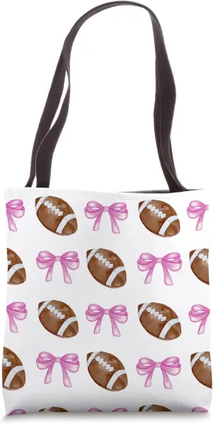 Coquette American Football Mom Soft Girl Girly Pink Bow Girl Tote Bag