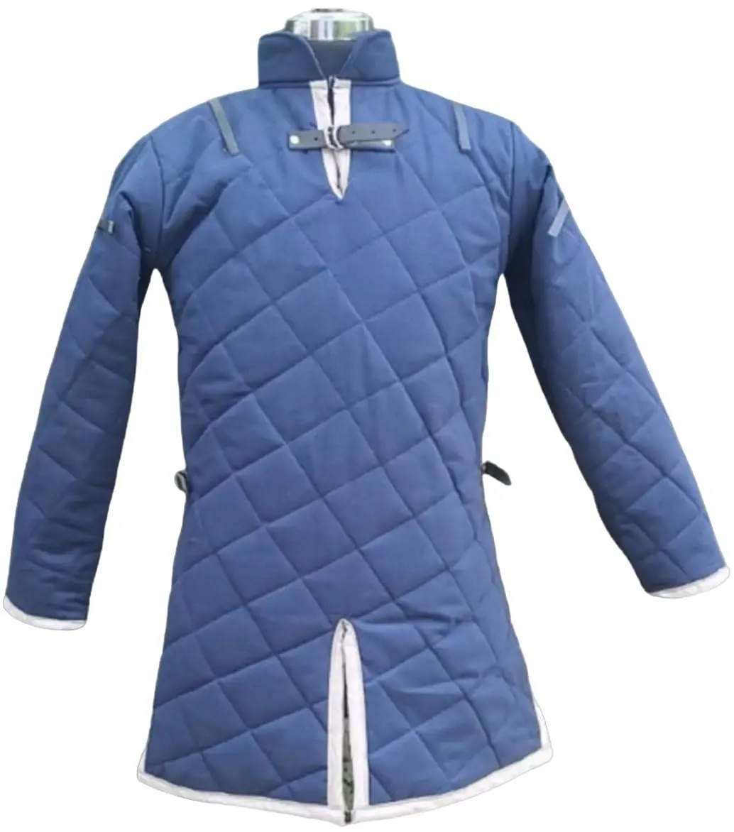 cotton gambeson Thick padded clothing jacket Padded coat wear Medieval reenactment gambeson Renaissance padded jacket Historical costume padded coat (MEDIUM, BLUE)