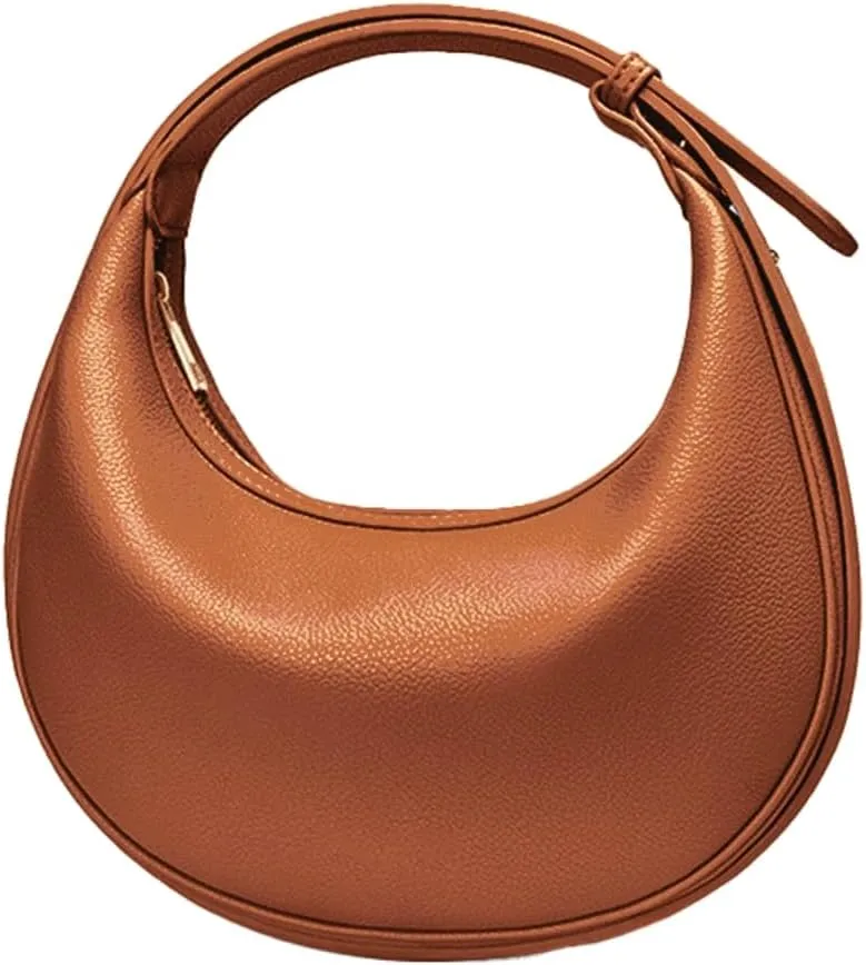 Crescent Shoulder Bag for Women Trendy Crossbody Hobo Purse PU Clutch Handbag Adjustable Strap