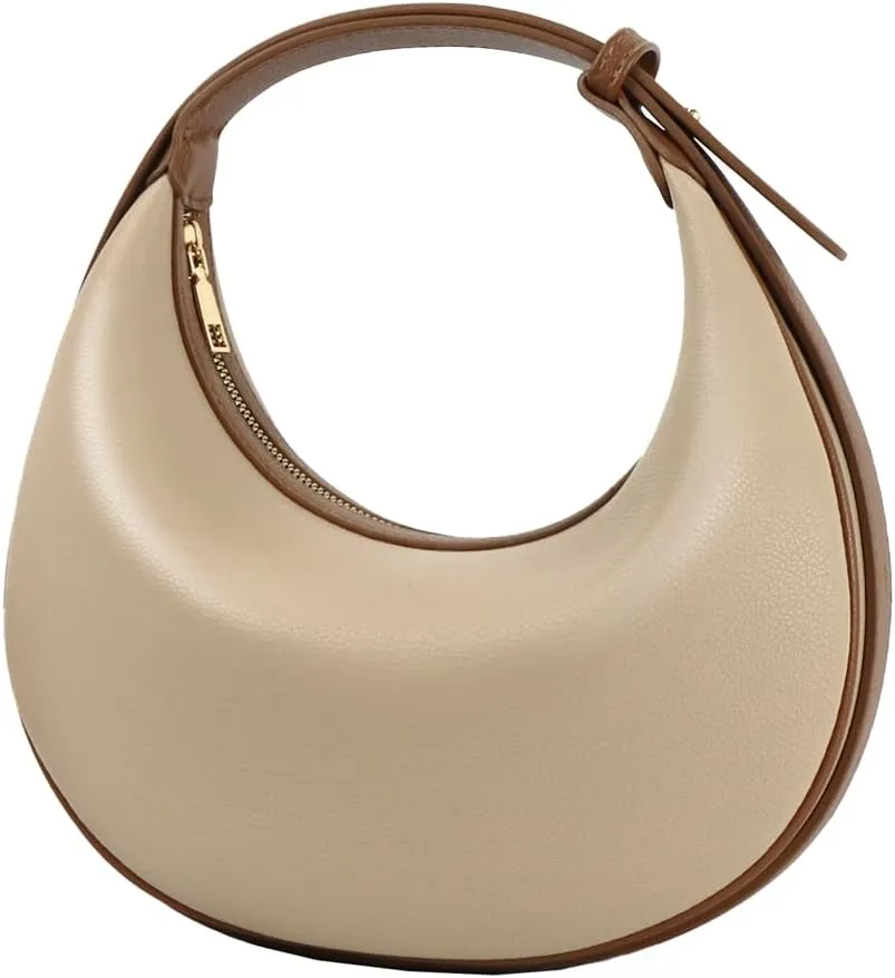 Crescent Shoulder Bag for Women Trendy Crossbody Hobo Purse PU Clutch Handbag Adjustable Strap
