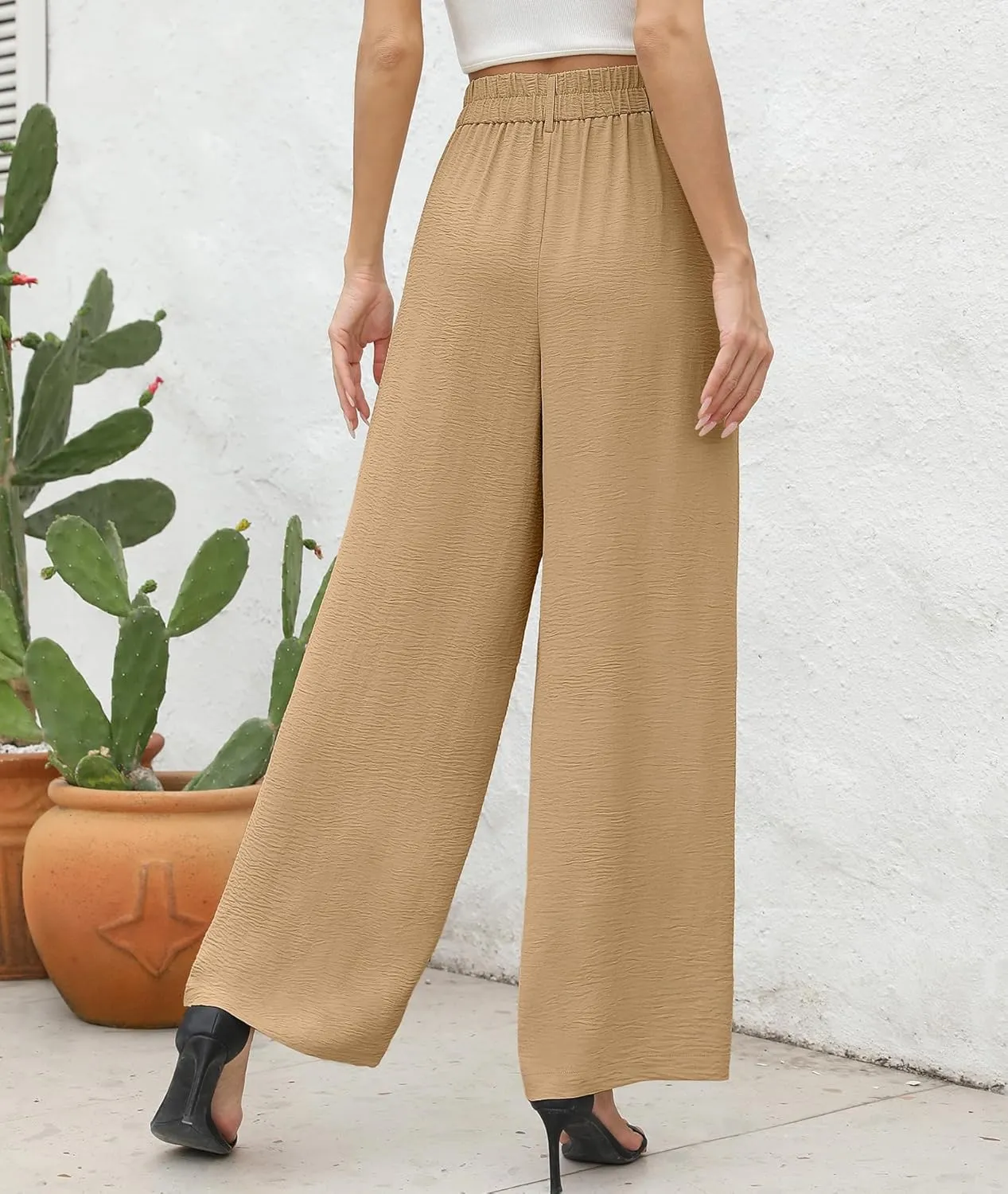 CZYINXIAN Women's Casual High Waisted Wide Leg Pants Flowy Business Work Casual Pants with Pockets