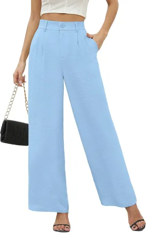 CZYINXIAN Women's Casual High Waisted Wide Leg Pants Flowy Business Work Casual Pants with Pockets
