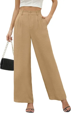 CZYINXIAN Women's Casual High Waisted Wide Leg Pants Flowy Business Work Casual Pants with Pockets