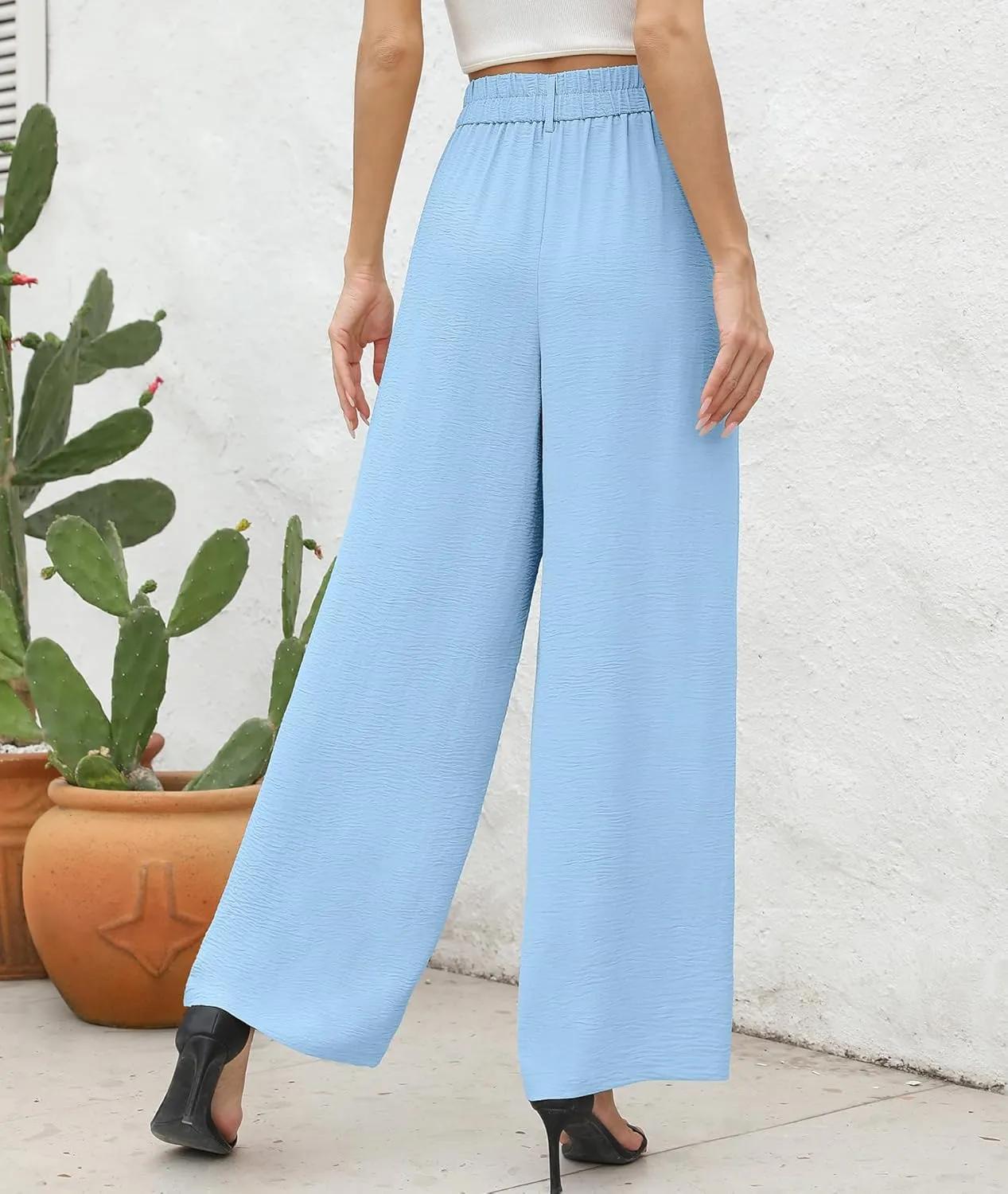 CZYINXIAN Women's Casual High Waisted Wide Leg Pants Flowy Business Work Casual Pants with Pockets
