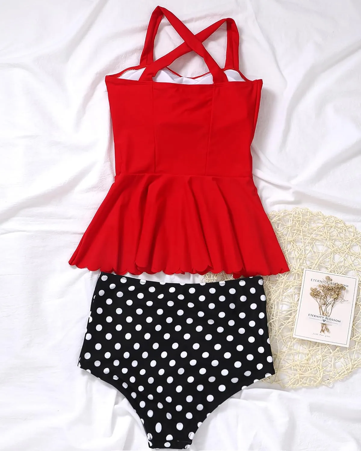DaiLiWei Plus Size Tankini Swimsuit for Women 2 Piece Tummy Control Modest Bathing Suit Full Coverage High Waisted Bikini Set