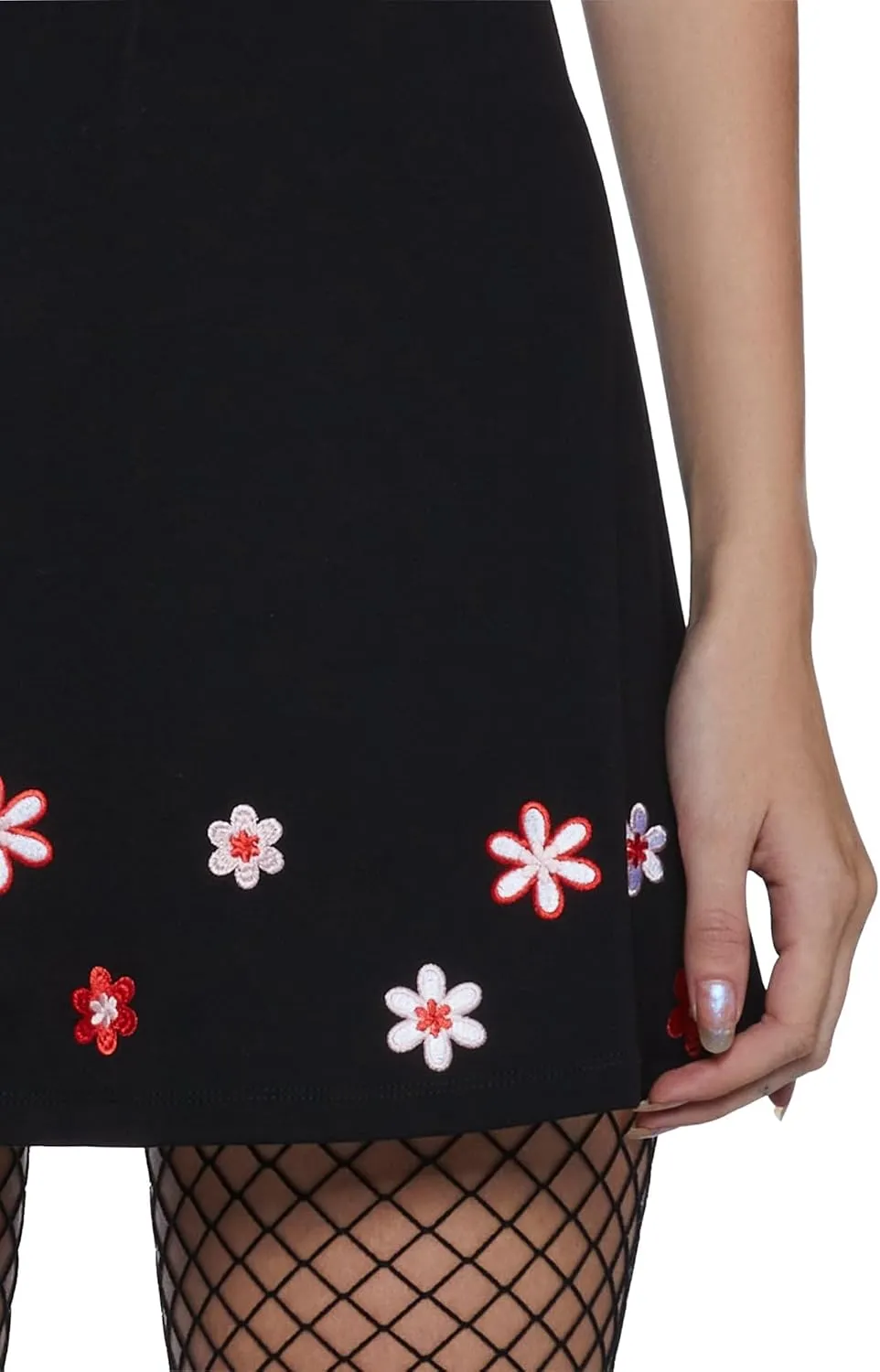 Dolls Kill So Yesterday Mini Dress  90s-Inspired V-Neck Dress with Rosette and Embroidery by dELiAs