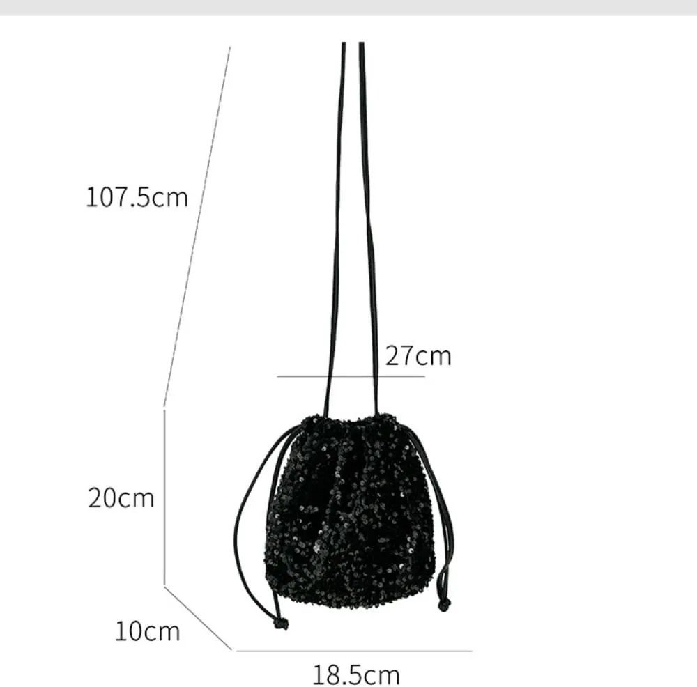 Drawstring Women Crossbody for Women Sequines Bucket Small Shoulder Fashion Purse