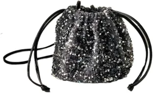 Drawstring Women Crossbody for Women Sequines Bucket Small Shoulder Fashion Purse