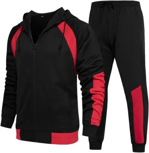 DUOFIER Men's Tracksuit Jogging Sweat Suits 2 Piece Casual Outfit Athletic Suit Set