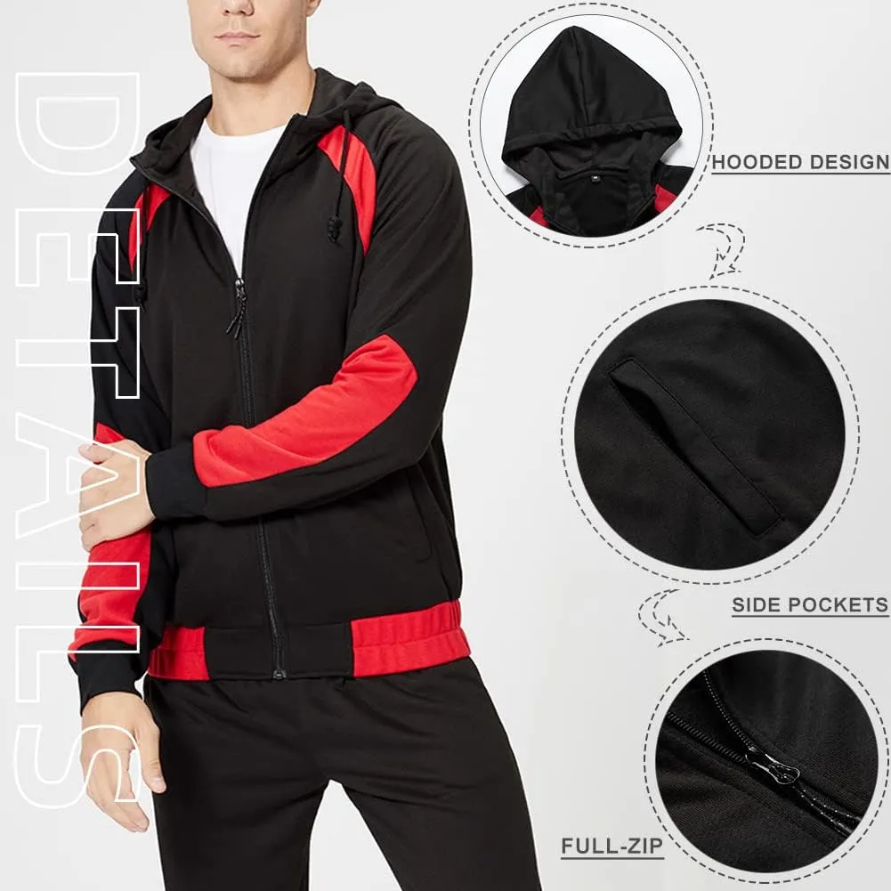 DUOFIER Men's Tracksuit Jogging Sweat Suits 2 Piece Casual Outfit Athletic Suit Set