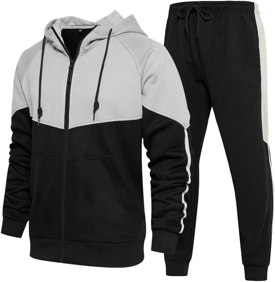 DUOFIER Men's Tracksuit Jogging Sweat Suits 2 Piece Casual Outfit Athletic Suit Set