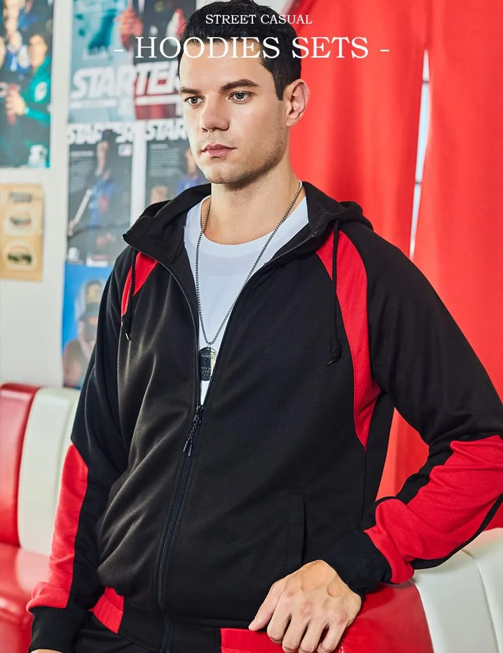 DUOFIER Men's Tracksuit Jogging Sweat Suits 2 Piece Casual Outfit Athletic Suit Set