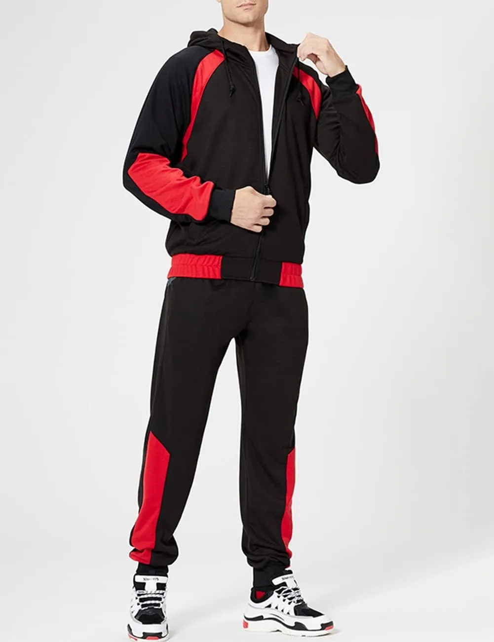 DUOFIER Men's Tracksuit Jogging Sweat Suits 2 Piece Casual Outfit Athletic Suit Set