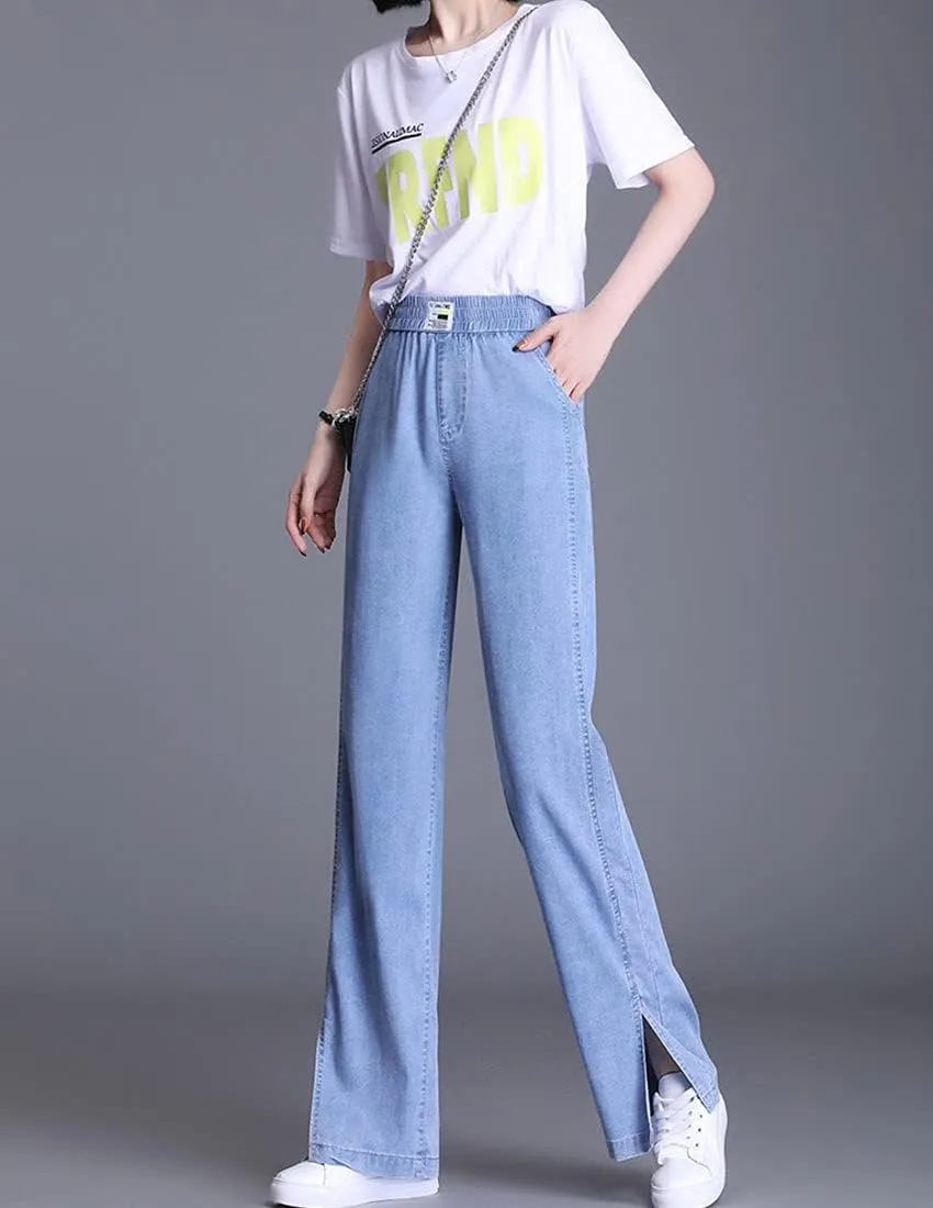 ebossy Women's Casual High Waist Korean Lyocell Harem Pants Cropped Trousers