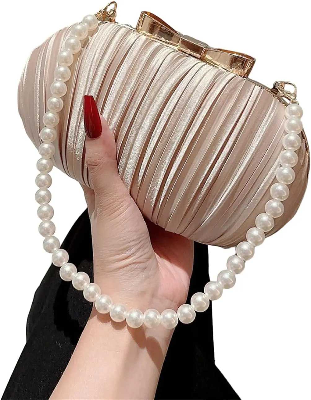 Elegant Beaded Chain Evening Bag for Women Shoulder Handbag Clutch Perfect for Parties and Weddings, As the Picture
