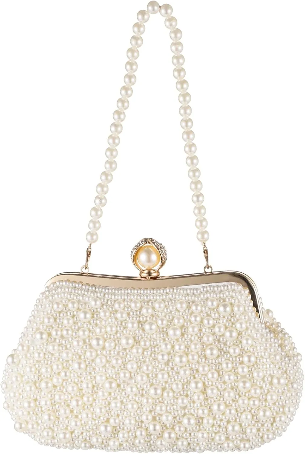 Elegant Pearl Evening Clutch Purse For Women, Shell-Shaped Handbag, Ideal For Weddings And Parties
