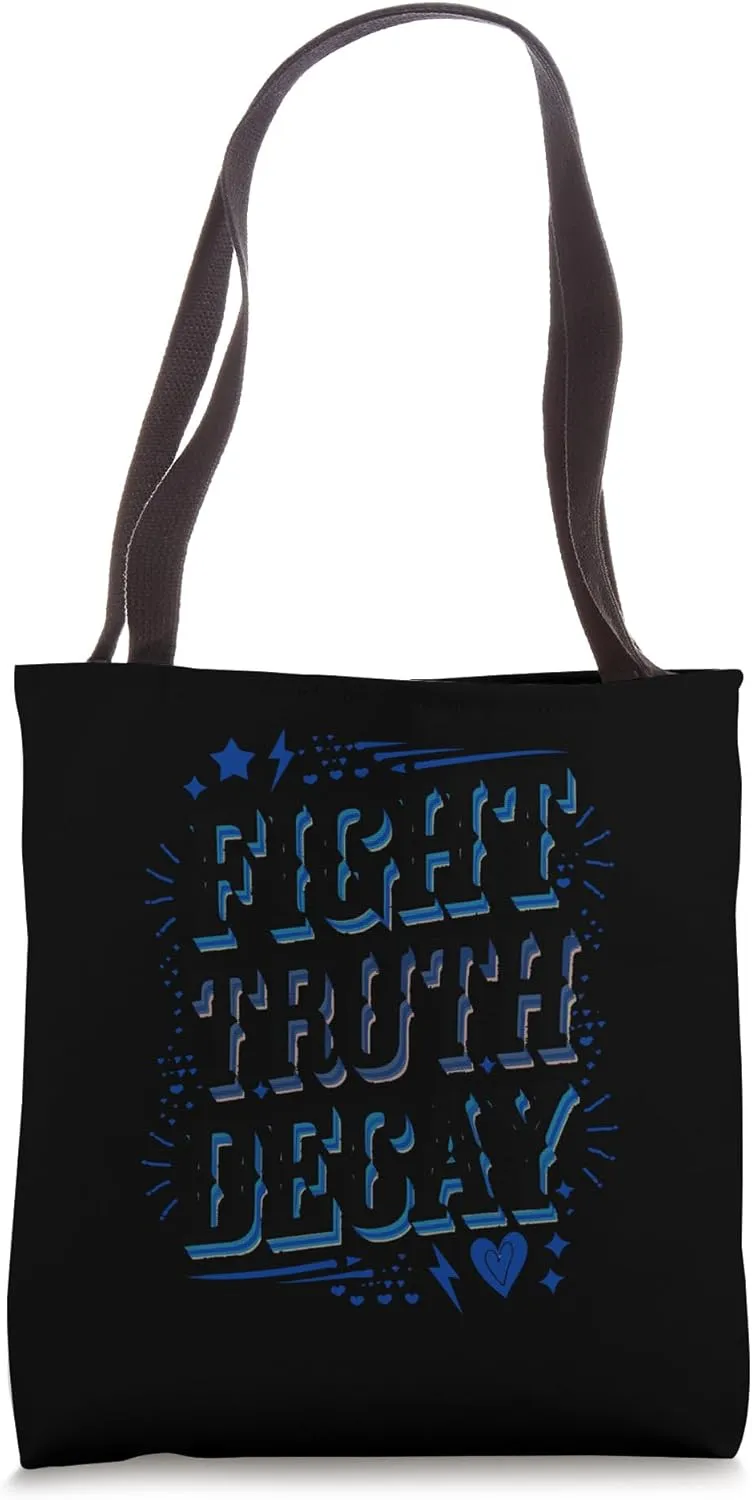 Fight Truth Decay Retro Sunset Graphic Tote Bag