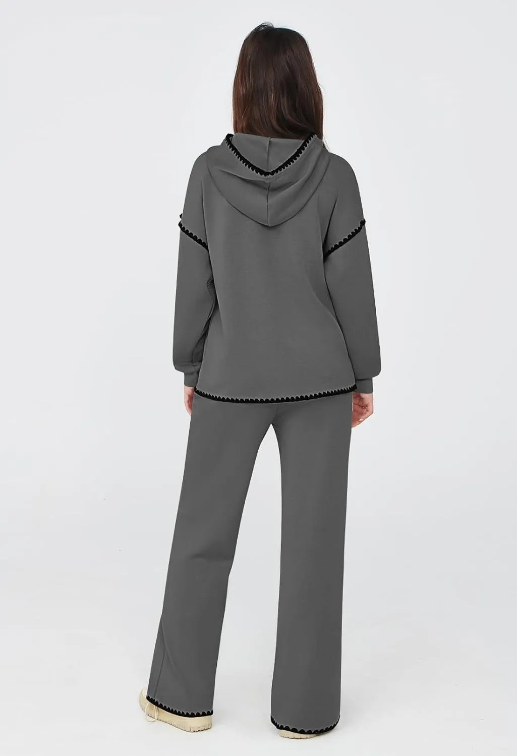 Fixmatti Women 2 Piece Outfits Hoodie Sweatsuit Long Sleeve Pullover Sweatshirt Matching Sweatpants Jogger Set