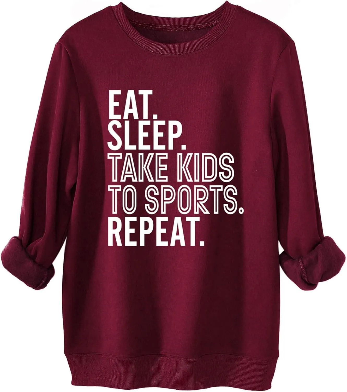 Fleece Pullover Eat Sleep Take Kids to Sports Repeat Sweatshirt Funny Saying Shirts Letter Graphic Sweater