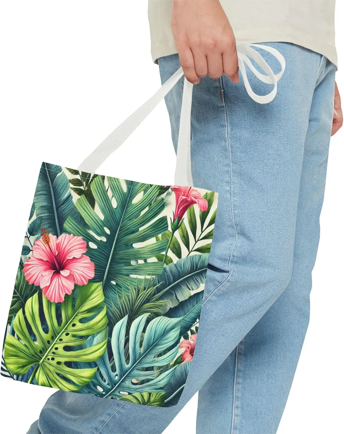 Floral Tote Bag for Women, Reusable Handbag, Flower Print Shopping Tote, Eco-Friendly Shoulder Bag, Gift for Her