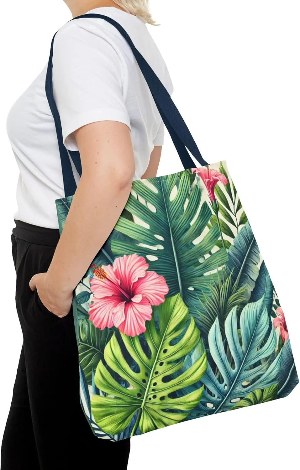 Floral Tote Bag for Women, Reusable Handbag, Flower Print Shopping Tote, Eco-Friendly Shoulder Bag, Gift for Her
