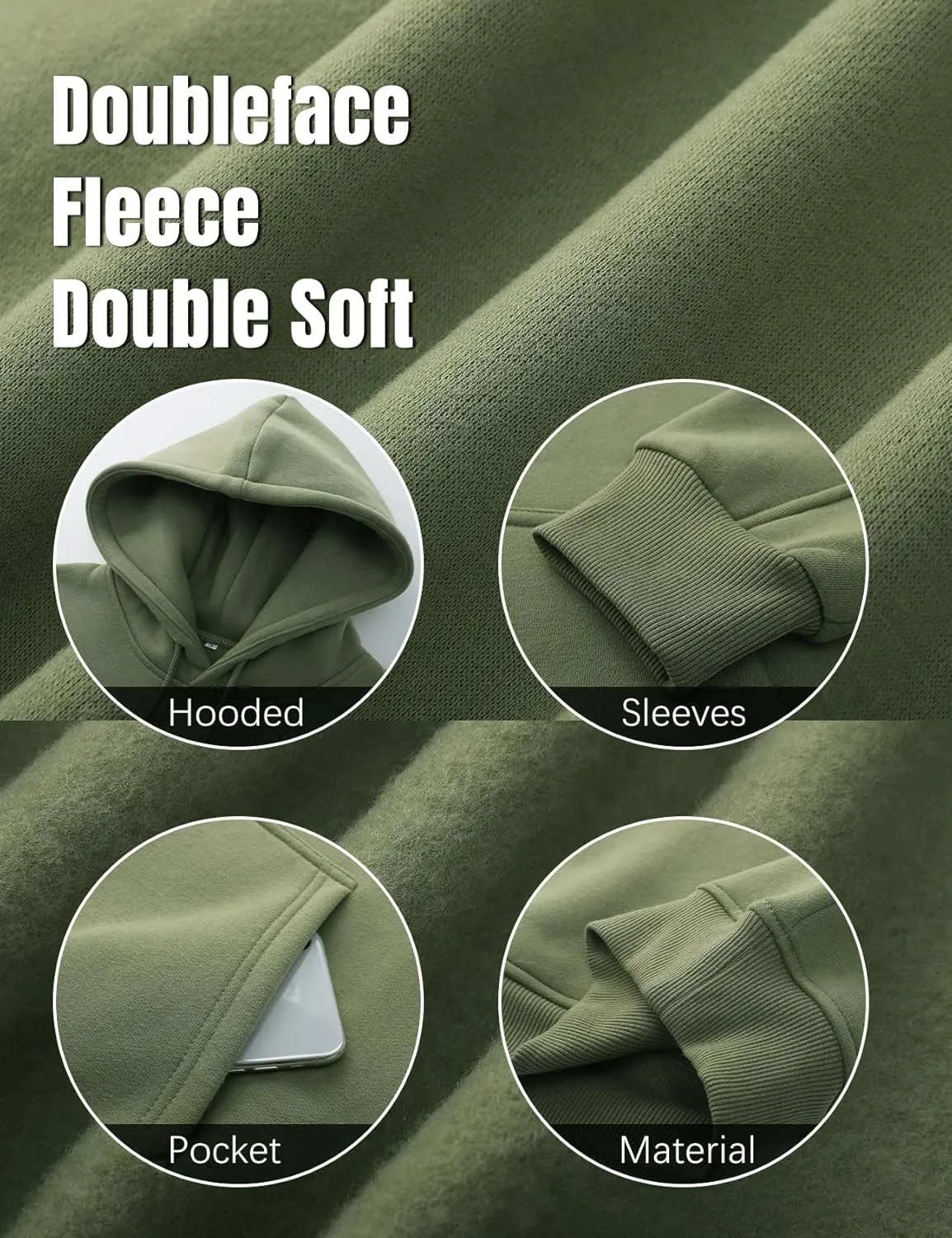 Flygo Womens Fleece Hoodie Sweatshirt Cropped Drawstring Hooded Crop Tops Pullover with Kangaroo Pocket