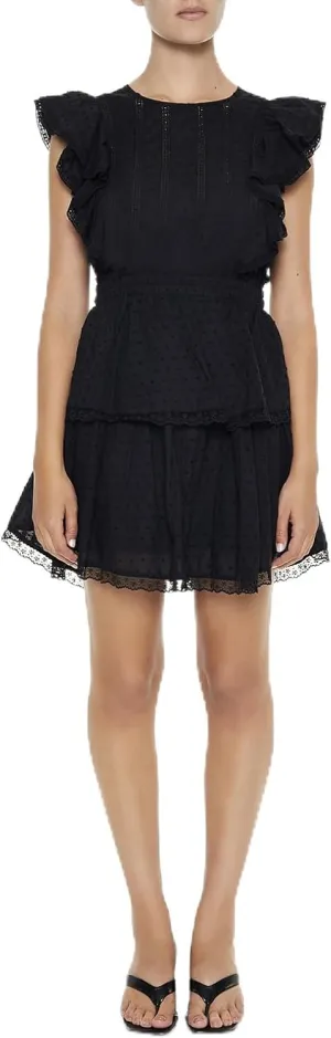 Forever 21 Women's Clip Dot Lace Ruffled Mini Dress