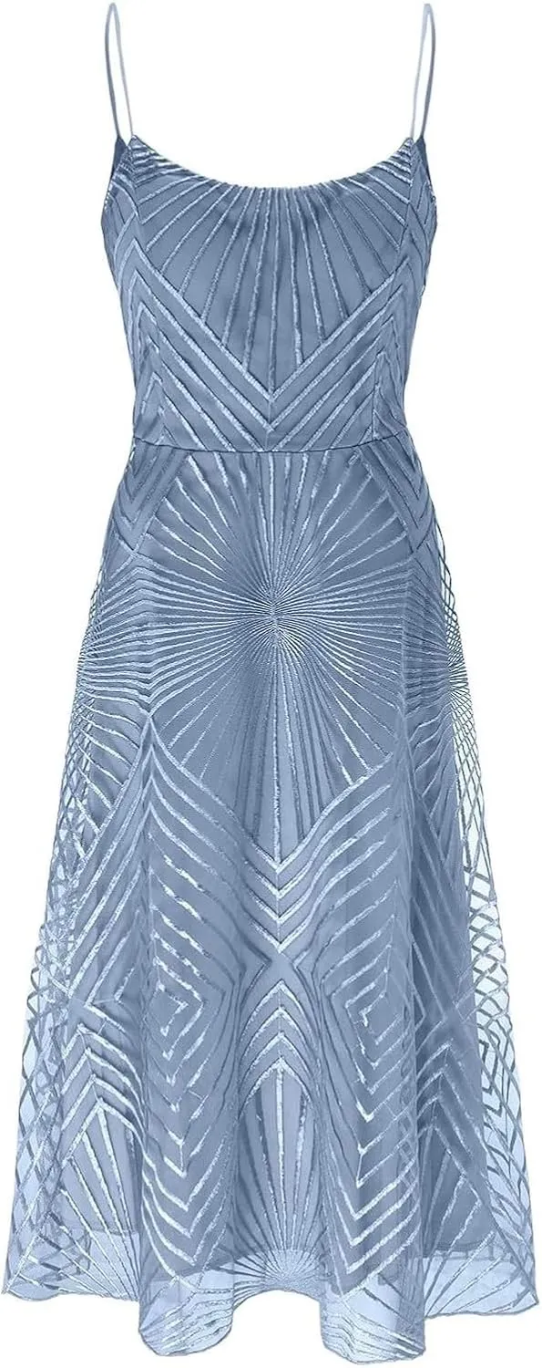 Formal Flowy Cocktail Dresses for Women Trendy Off The Shoulder Elegant Plus Size Sexy Sleeveless A Line Midi Dress