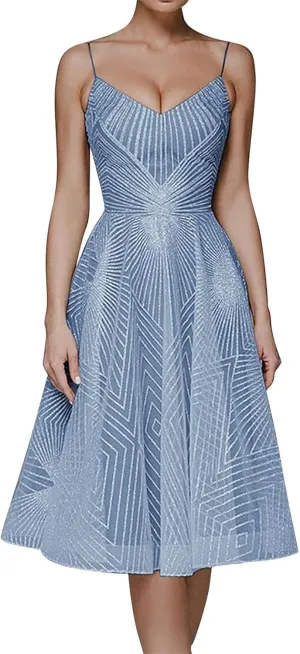 Formal Flowy Cocktail Dresses for Women Trendy Off The Shoulder Elegant Plus Size Sexy Sleeveless A Line Midi Dress