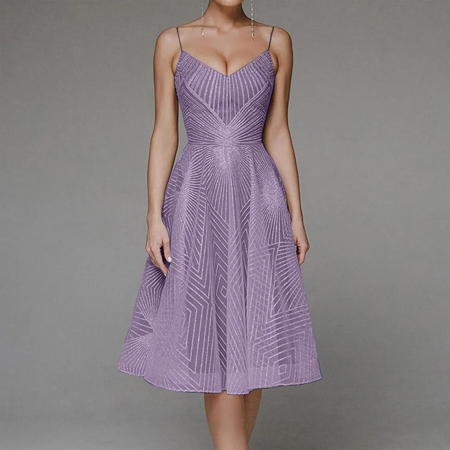 Formal Flowy Cocktail Dresses for Women Trendy Off The Shoulder Elegant Plus Size Sexy Sleeveless A Line Midi Dress