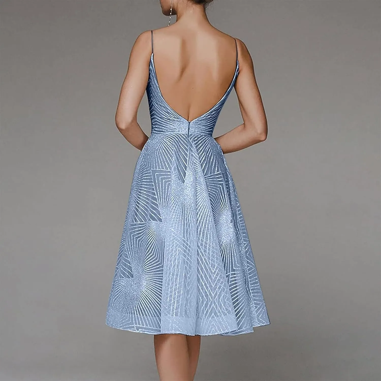 Formal Flowy Cocktail Dresses for Women Trendy Off The Shoulder Elegant Plus Size Sexy Sleeveless A Line Midi Dress
