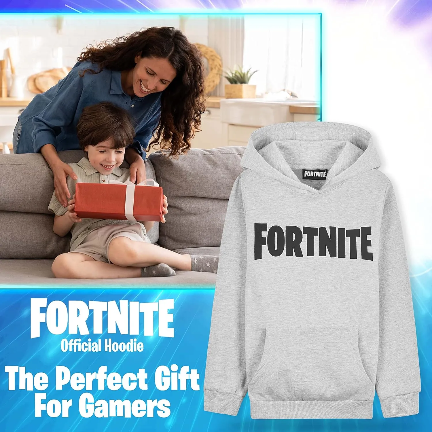 FORTNITE Hoodie For Boys, Kids Gaming Hooded Sweater, Official Gifts For Boys