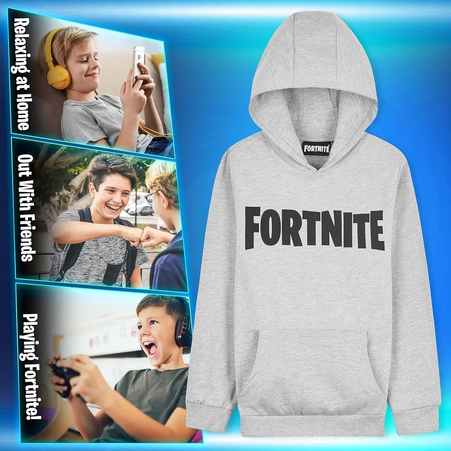 FORTNITE Hoodie For Boys, Kids Gaming Hooded Sweater, Official Gifts For Boys