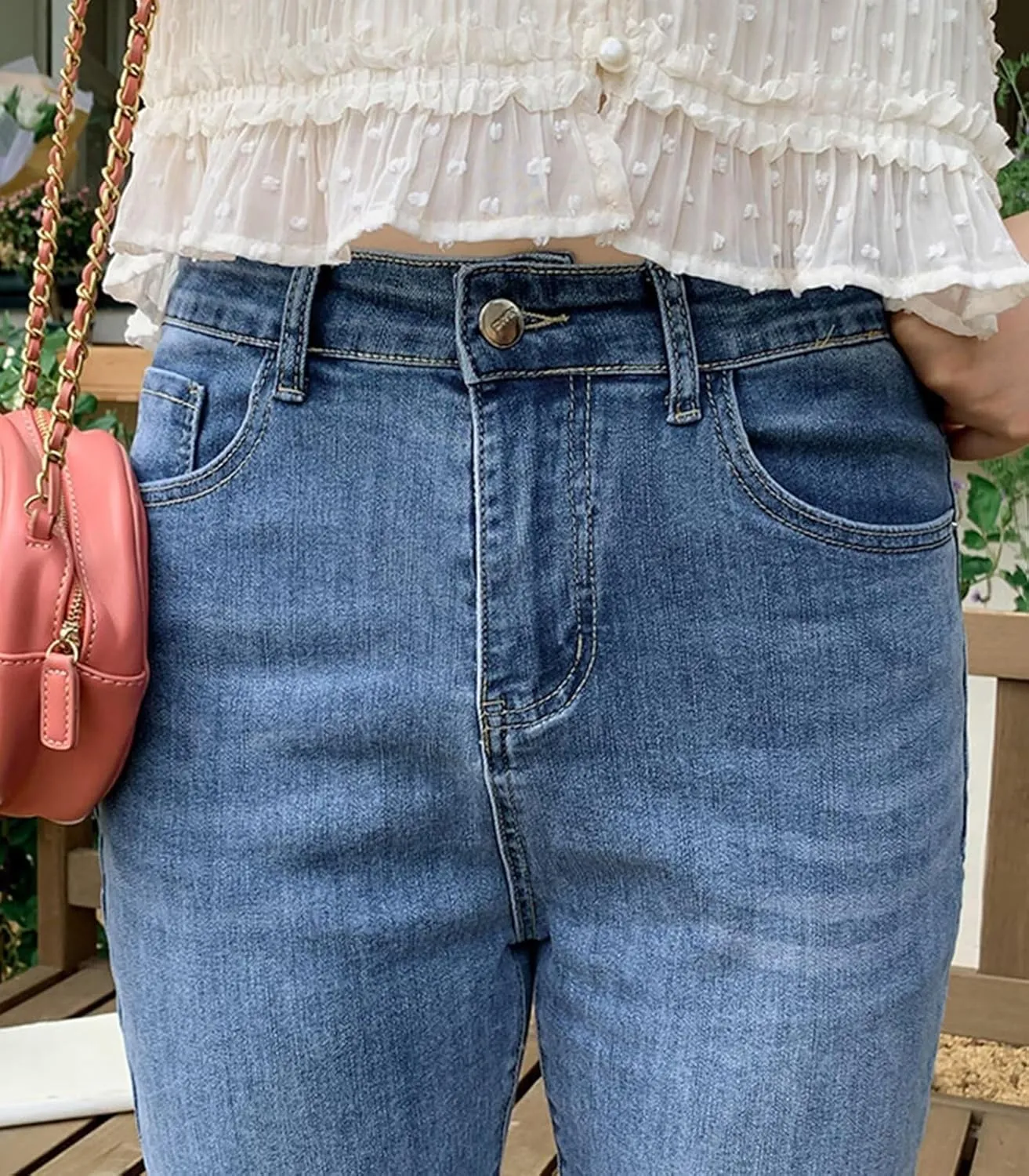 FTIMILD Womens Fashion Forward Ripped & Distressed Denim Jeans Stretch Tassel Fringe Cropped Denim Pants with Frayed Hem