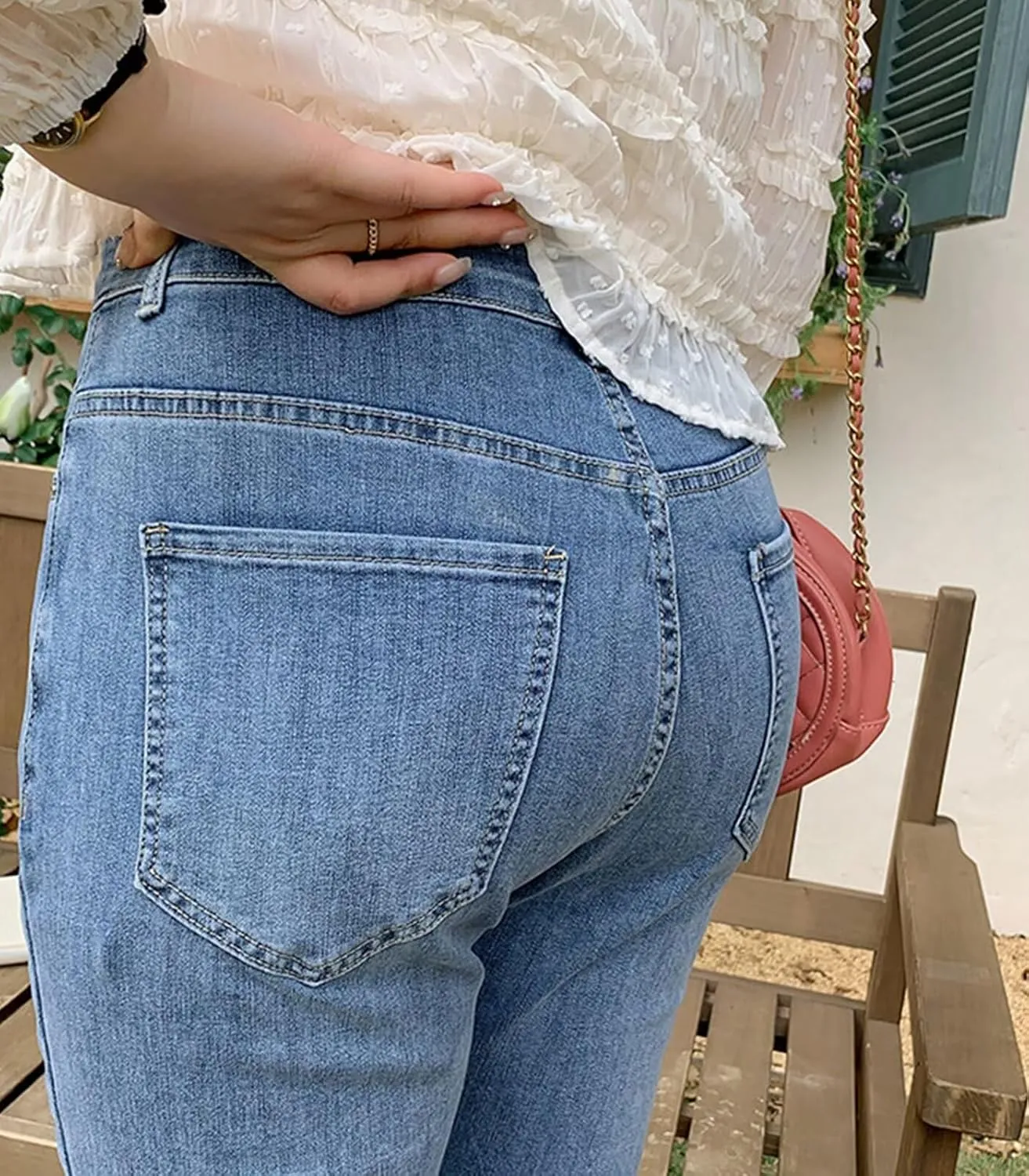 FTIMILD Womens Fashion Forward Ripped & Distressed Denim Jeans Stretch Tassel Fringe Cropped Denim Pants with Frayed Hem