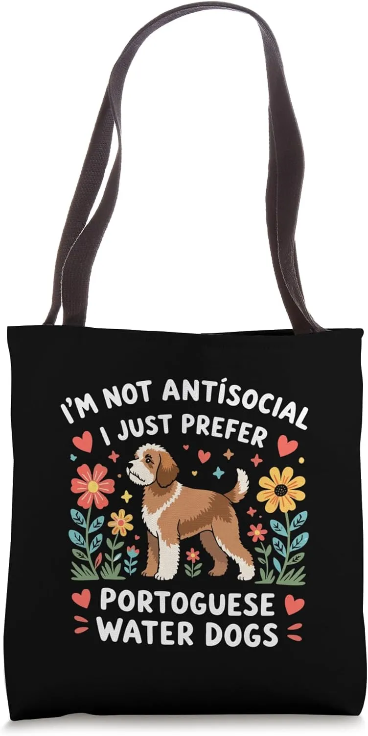 Funny I Just Prefer Portuguese Water Dogs Love Retro Vintage Tote Bag