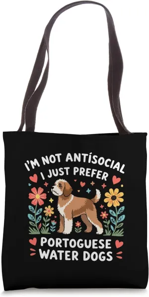 Funny I Just Prefer Portuguese Water Dogs Love Retro Vintage Tote Bag